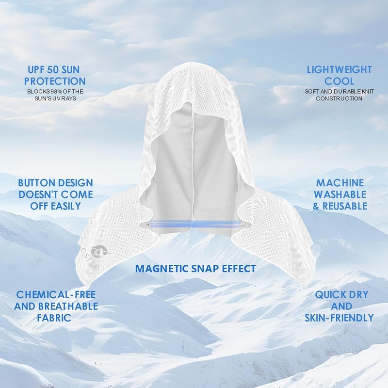 CASITE Cooling Hoodie Towels for Neck and Face, UPF 50 Sun Protection & Instant Cooling, Ice Towels for Hot Weather, Soft Breathable Towel for Sport, Work Out, Gym, Camping & More Activities - Image 2